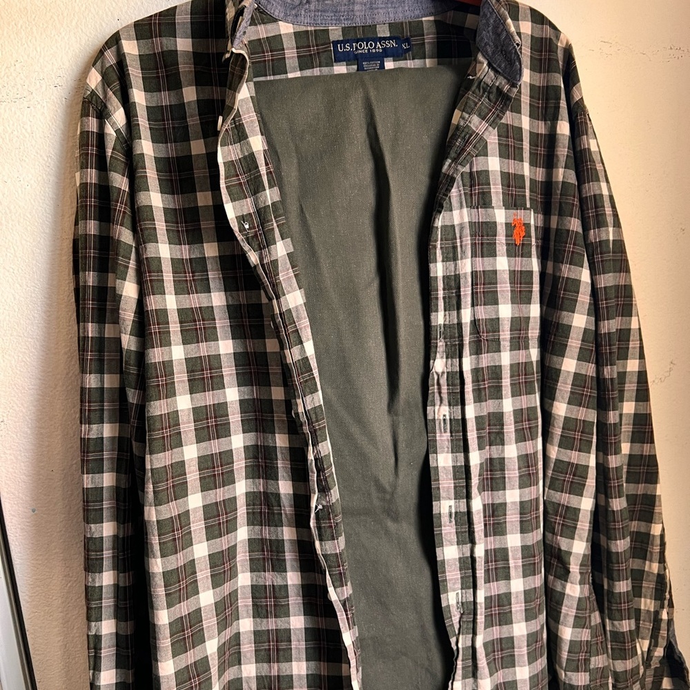 Dark Green Plaid Button up Shirt and Dark Green pants set